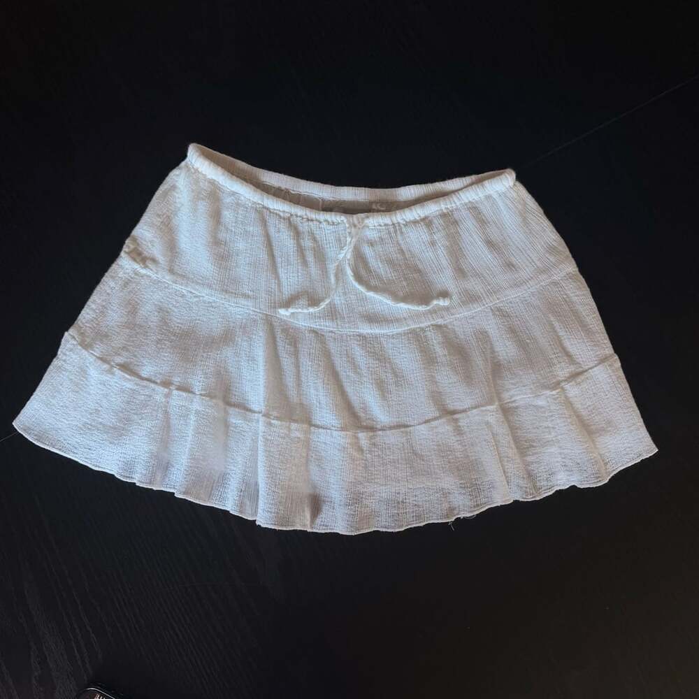 Old Navy Tiered Skirt Size XS White Cotton Boho Ruffle Mini Skirt